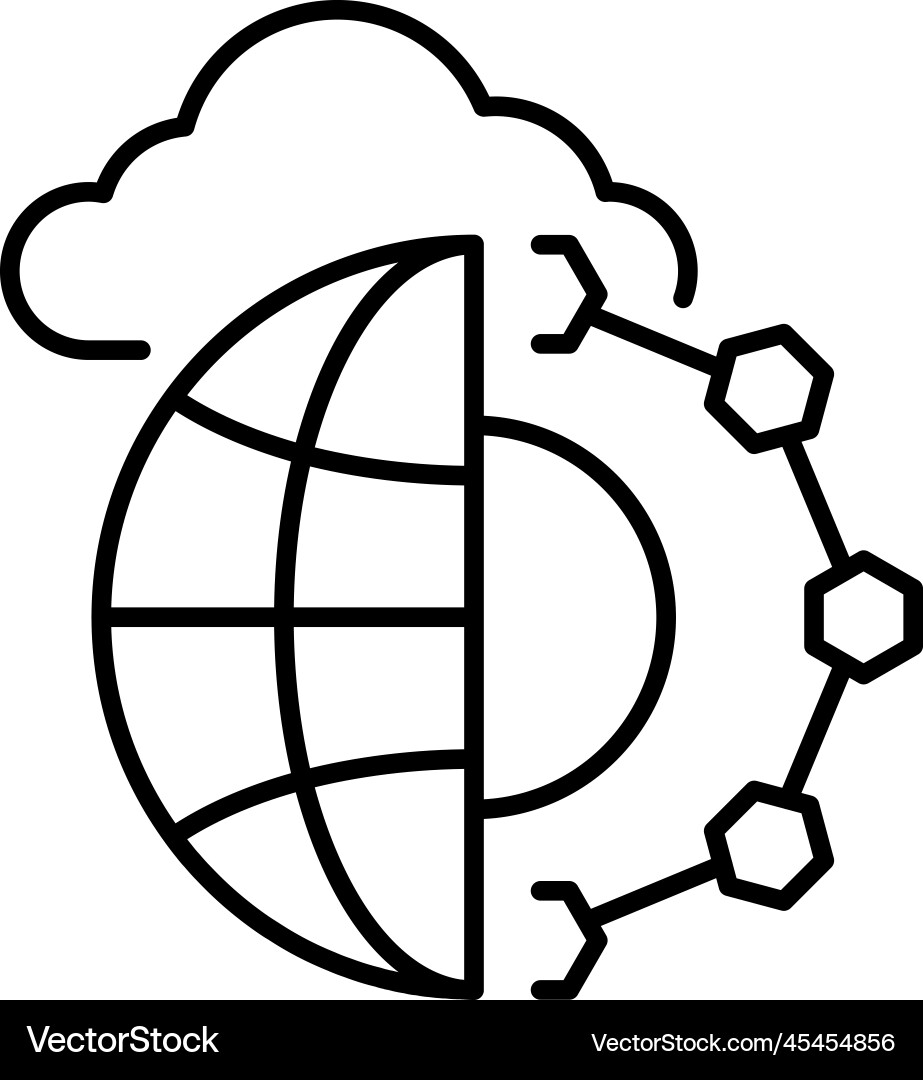 Cloud network data icon on transparent Cloud network data icon on transparent vector image