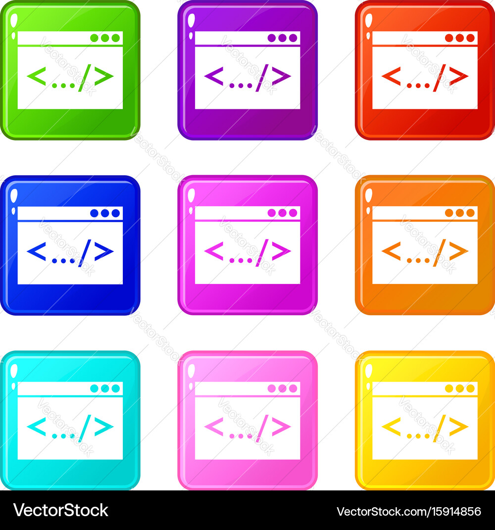 Code window icons 9 set vector image