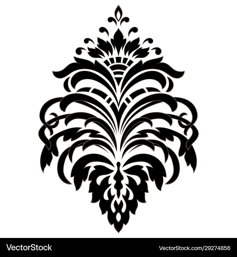 Damask element isolated central Damask element isolated central Vector Image