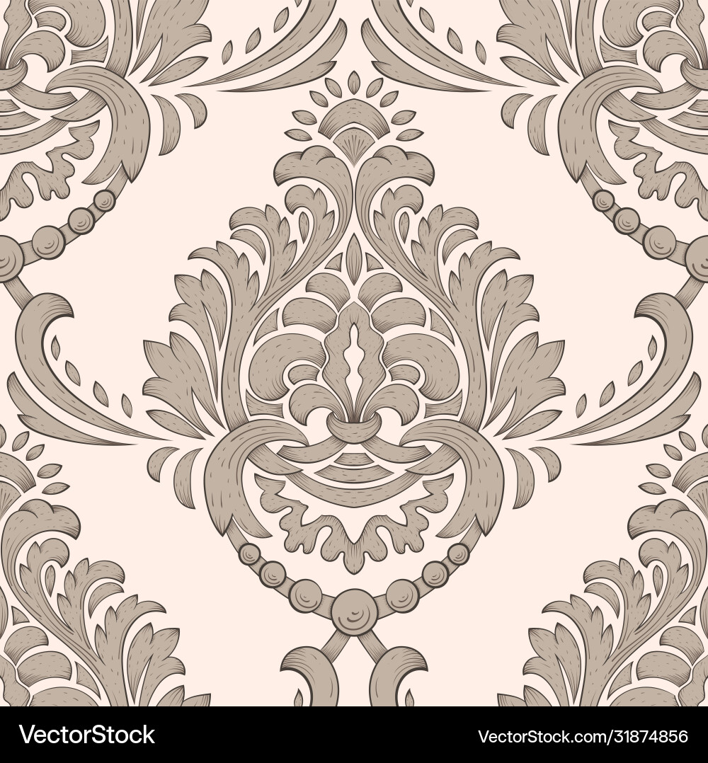 Damask seamless pattern element classical Damask seamless pattern element classical vector image