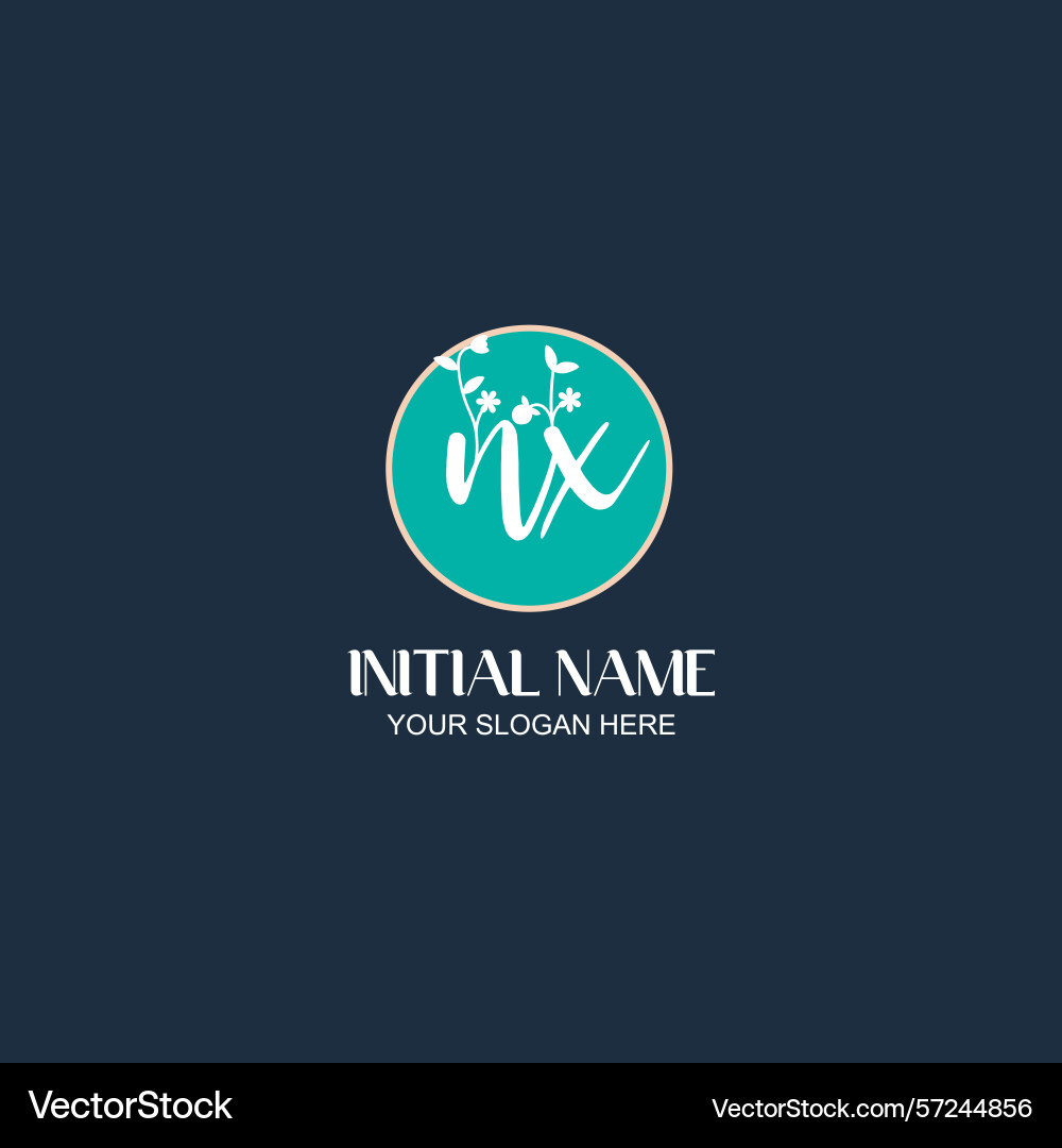 Elegant nx initial logo design with botanical Vector Image