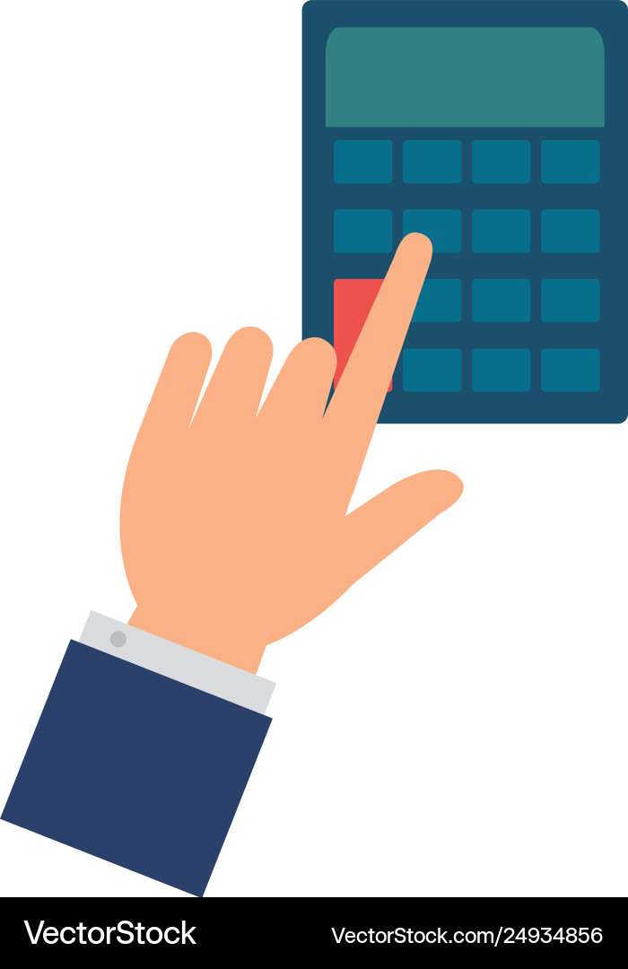 Hand user with calculator device isolated icon Hand user with calculator device isolated icon Vector Image