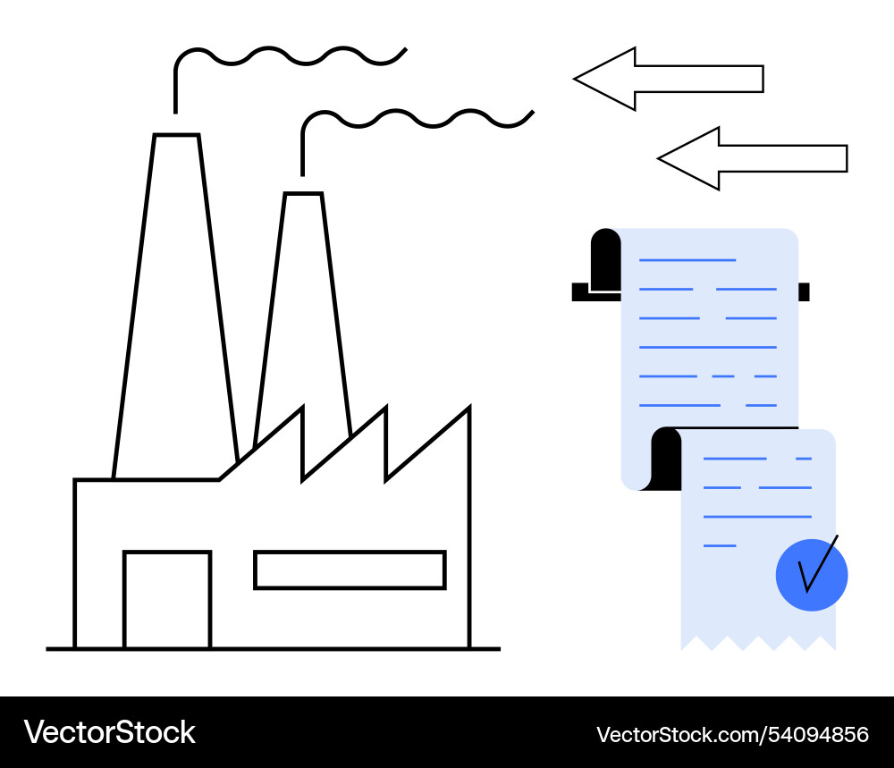 Industrial factory with production output arrow Vector Image