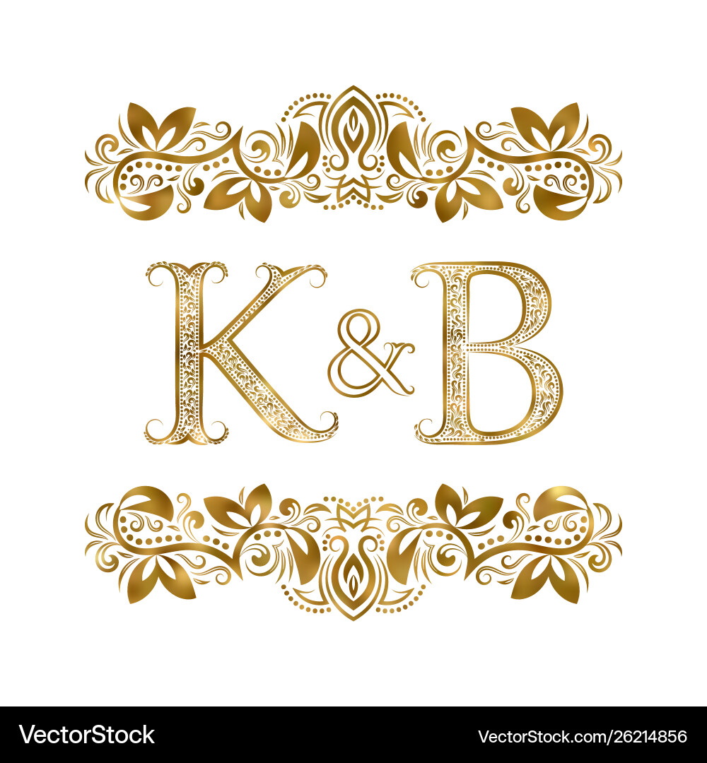 K and b vintage initials logo symbol letters vector image