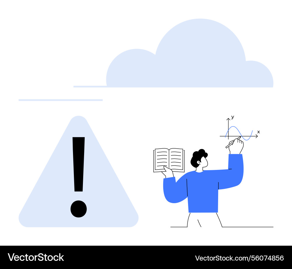 Person solving mathematical function with book Person solving mathematical function with book vector image