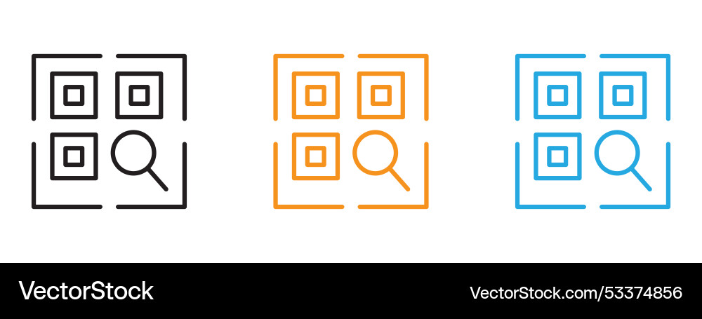 Qr code icon thin line set Qr code icon thin line set vector image