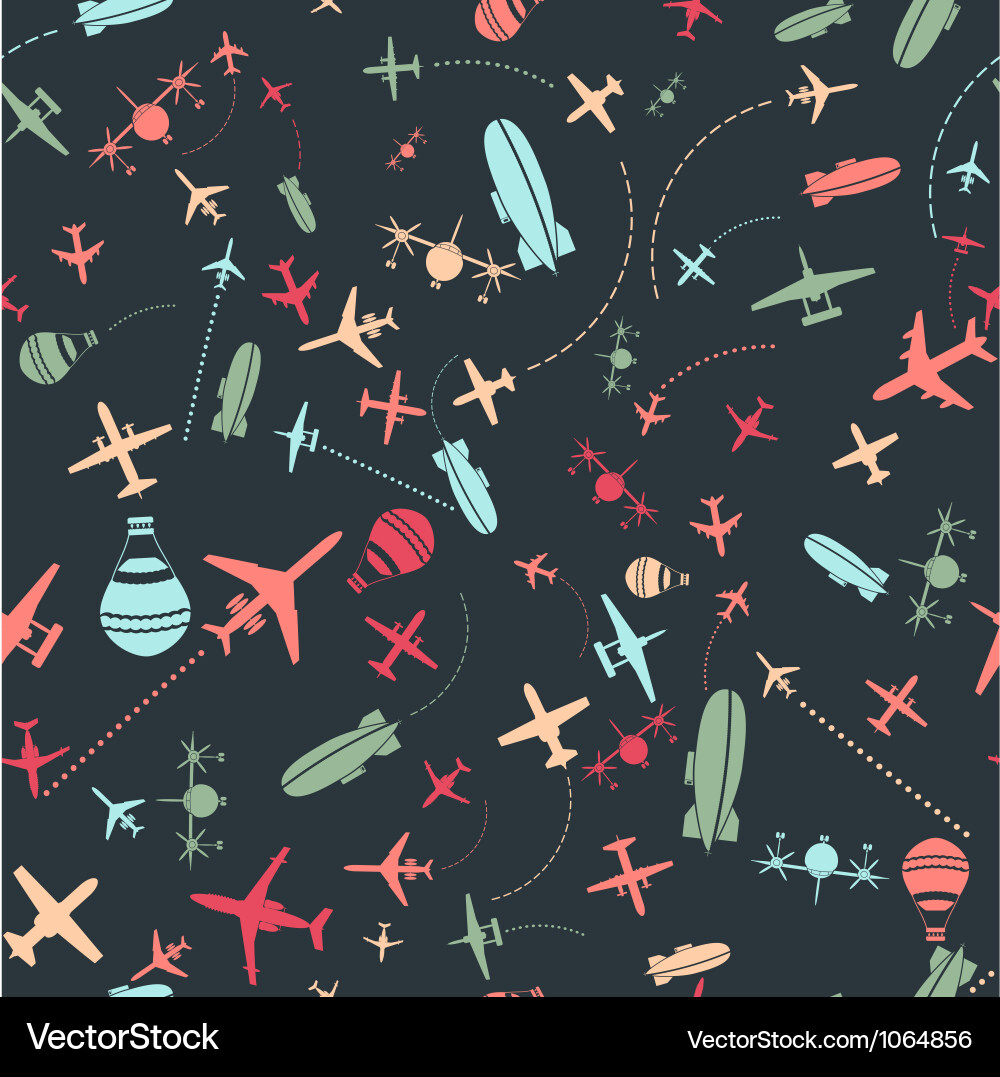 Seamless pattern airplanes sky set Royalty Free Vector Image