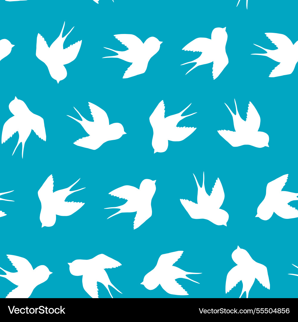Seamless pattern with swallow silhouette on color Seamless pattern with swallow silhouette on color vector image