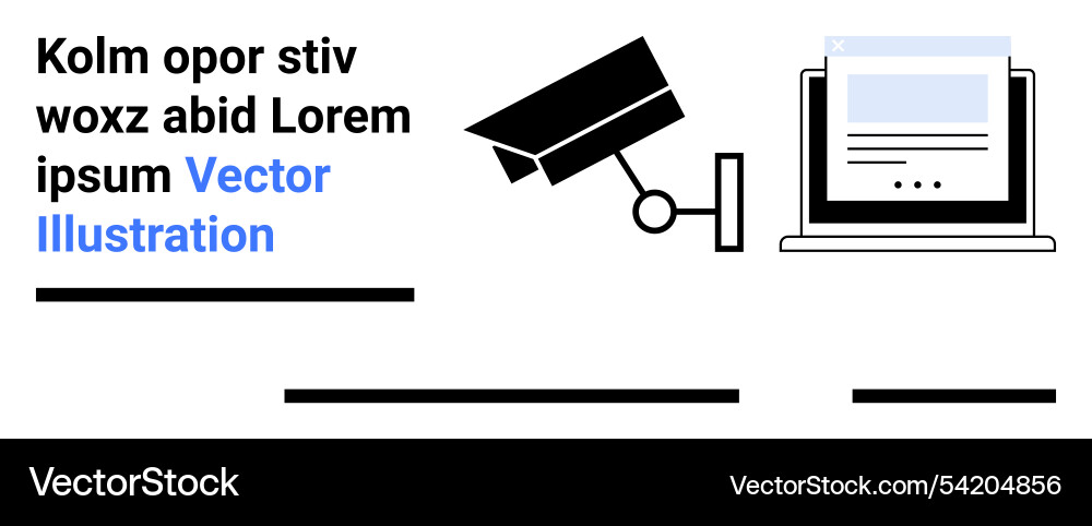 Security camera and laptop displaying webpage Security camera and laptop displaying webpage Vector Image