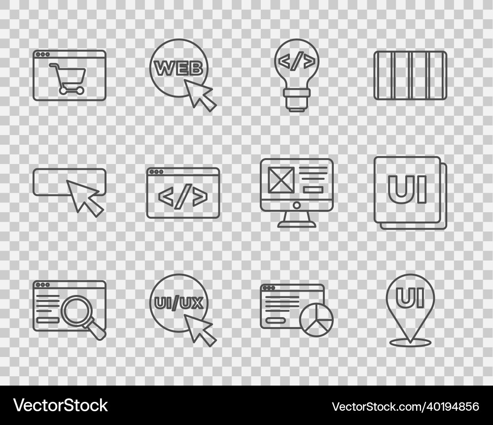 Set line ui or ux design front end development vector image