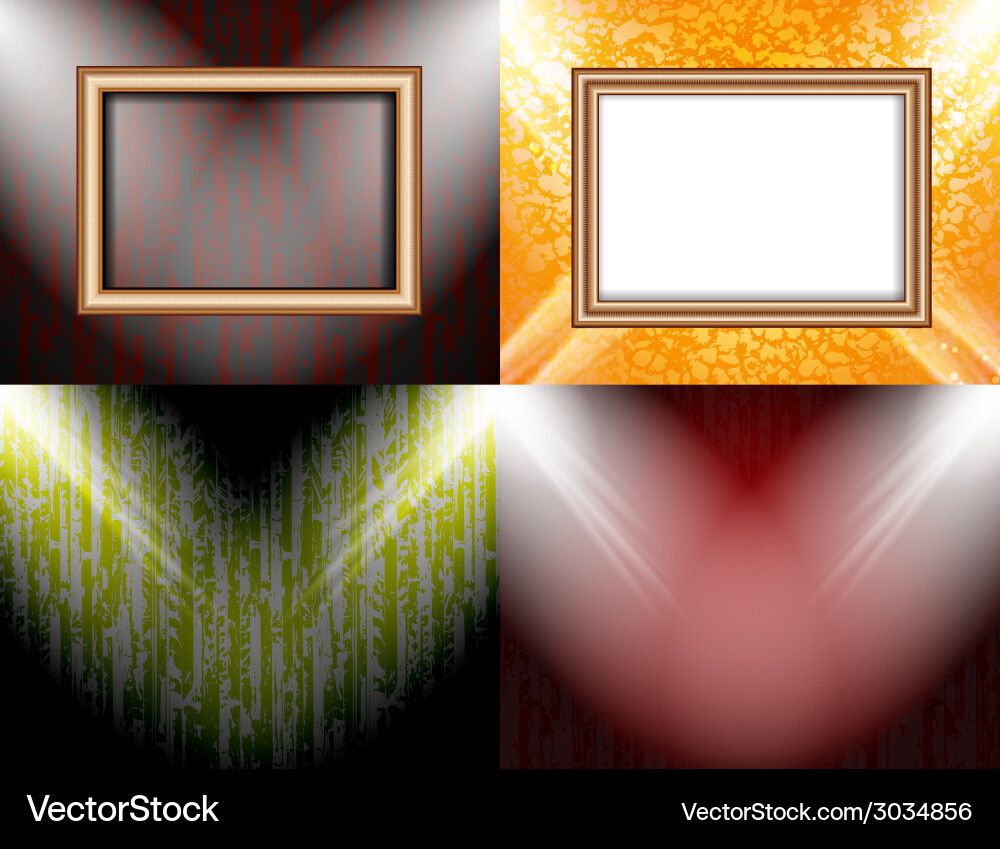 Set of background with frames and spotlights Vector Image