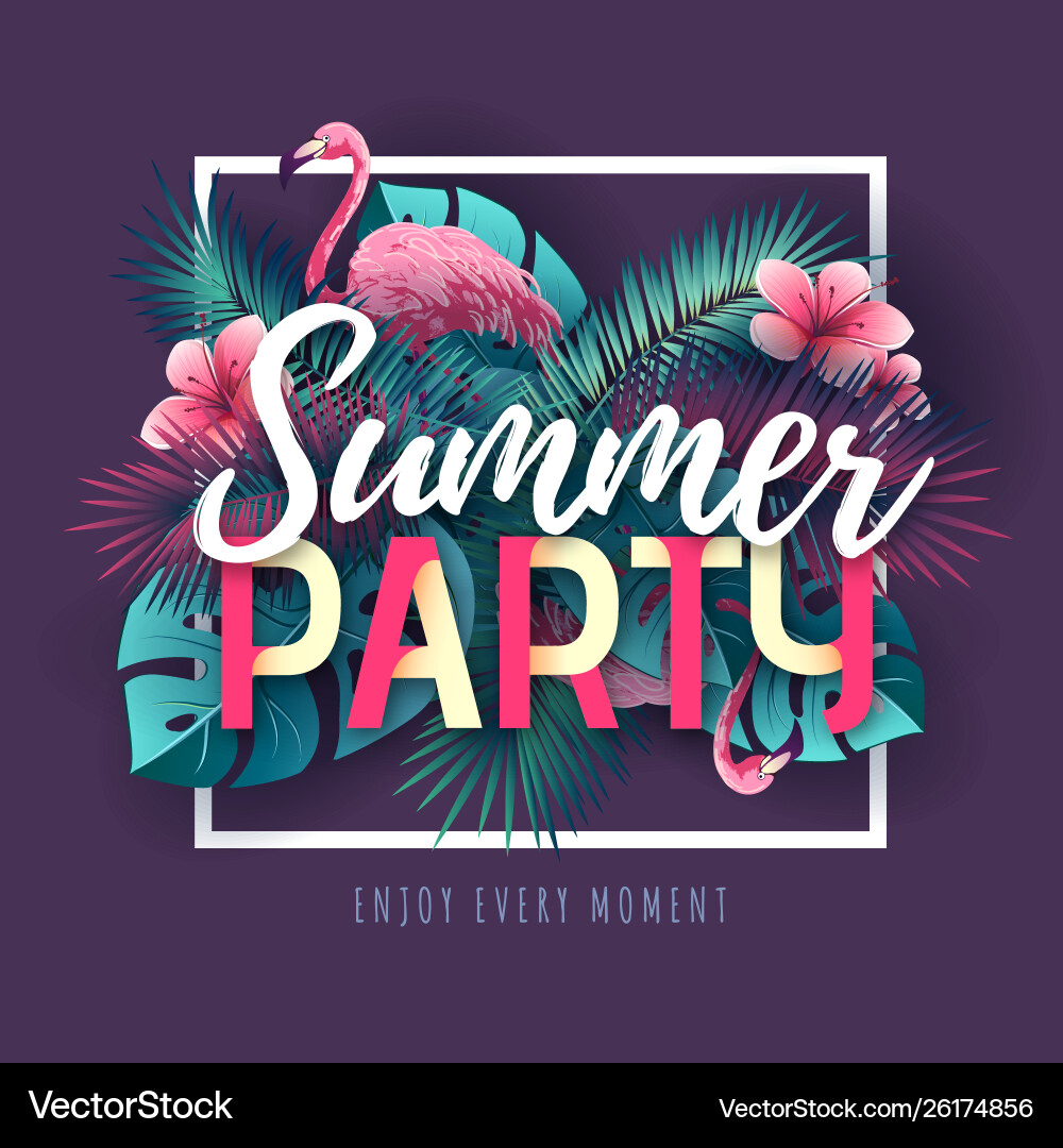 Summer beach party typography poster Summer beach party typography poster vector image
