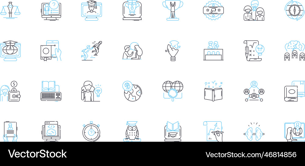 Virtual tutorial linear icons set digital online Virtual tutorial linear icons set digital online Vector Image