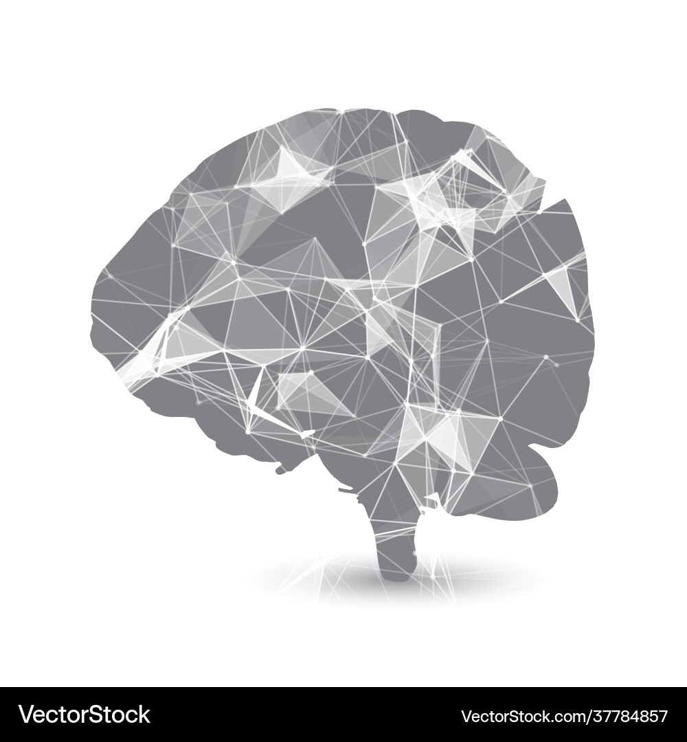 Abstract background with low poly design on brain vector image