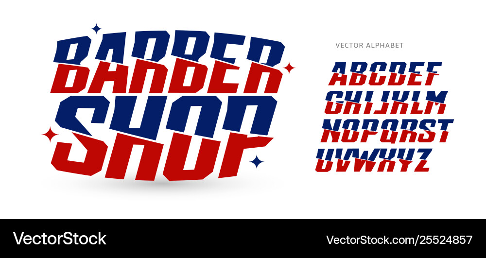 Barber Letter Set - Blue & Red Vector Image