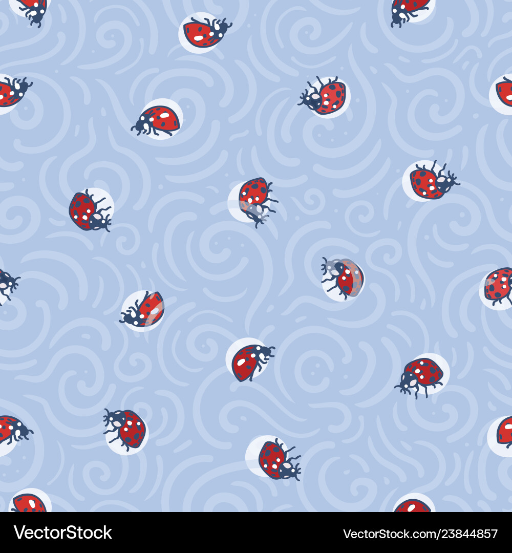 Blue pattern with swirl and ladybug Blue pattern with swirl and ladybug vector image
