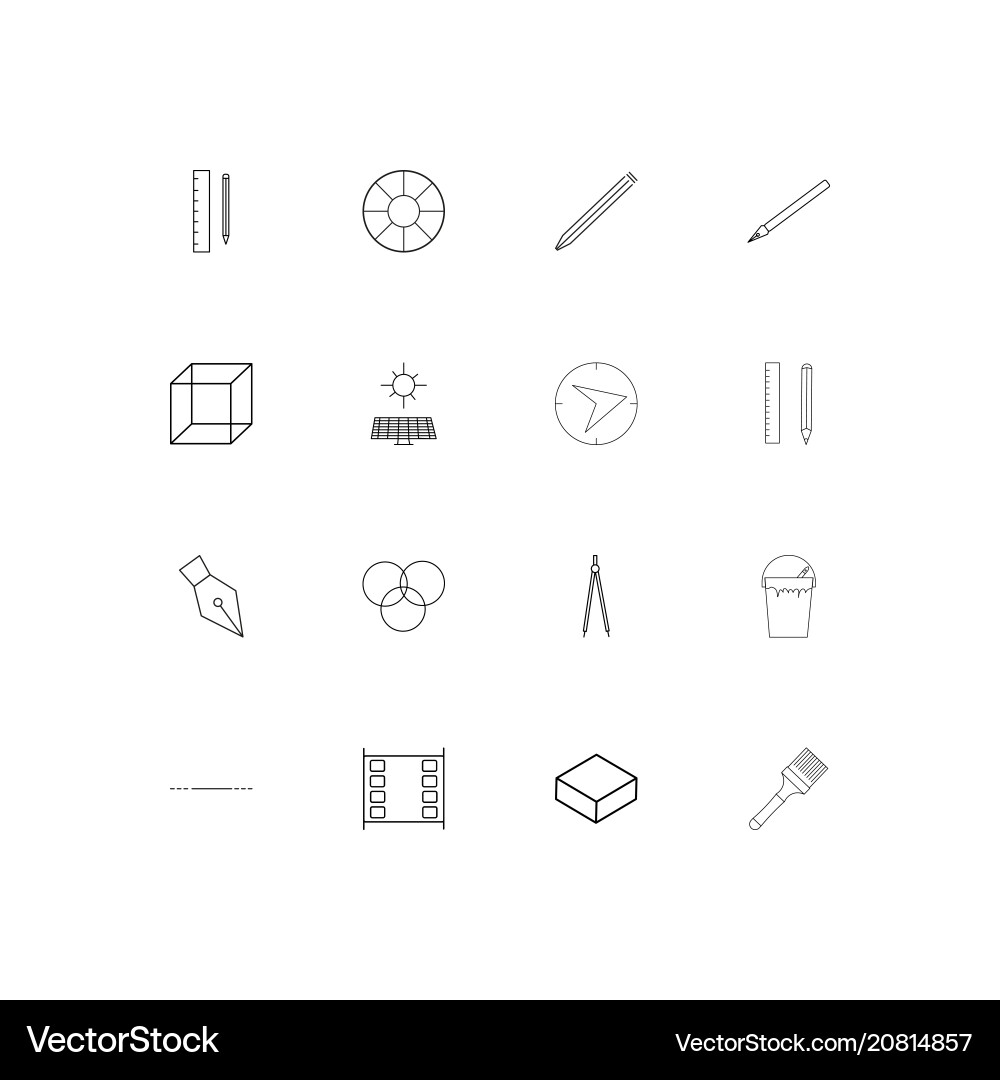 Creative process and design linear thin icons set Vector Image