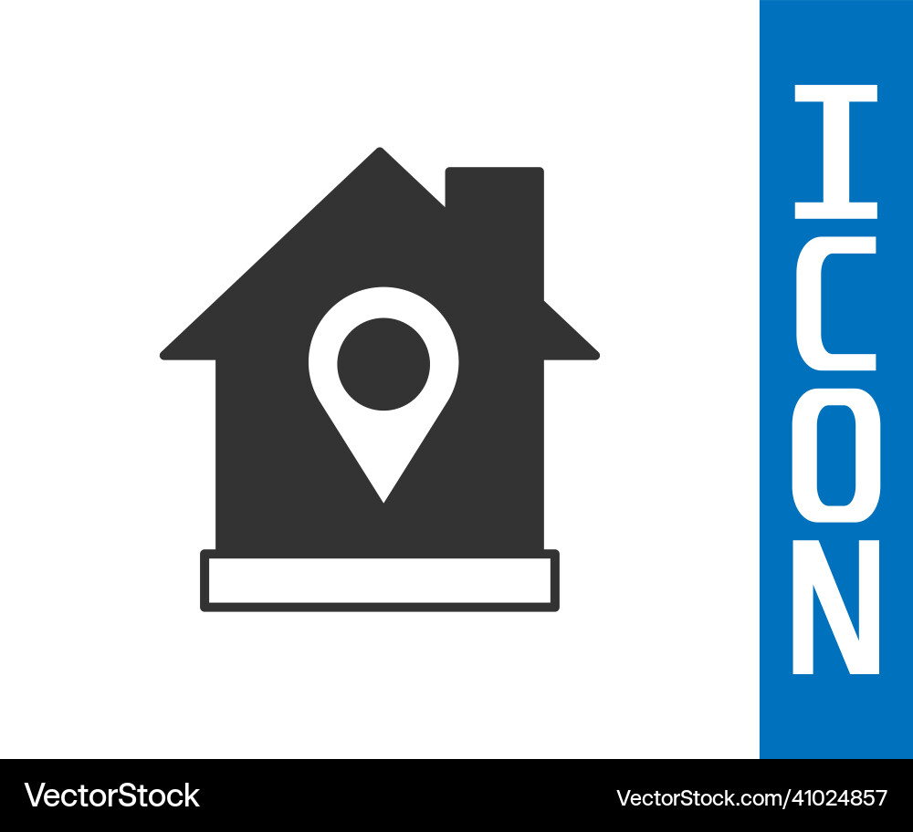 Grey map pointer with house icon isolated on white Grey map pointer with house icon isolated on white vector image