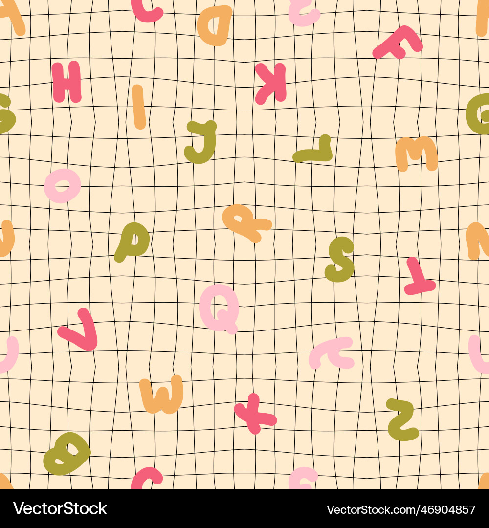 Groovy seamless pattern with english letters Groovy seamless pattern with english letters vector image