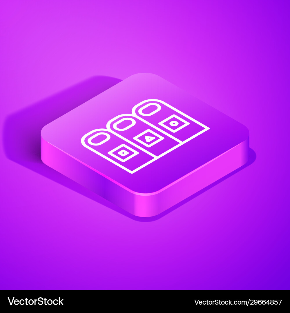 Isometric line trash in garbage cans with sorted vector image