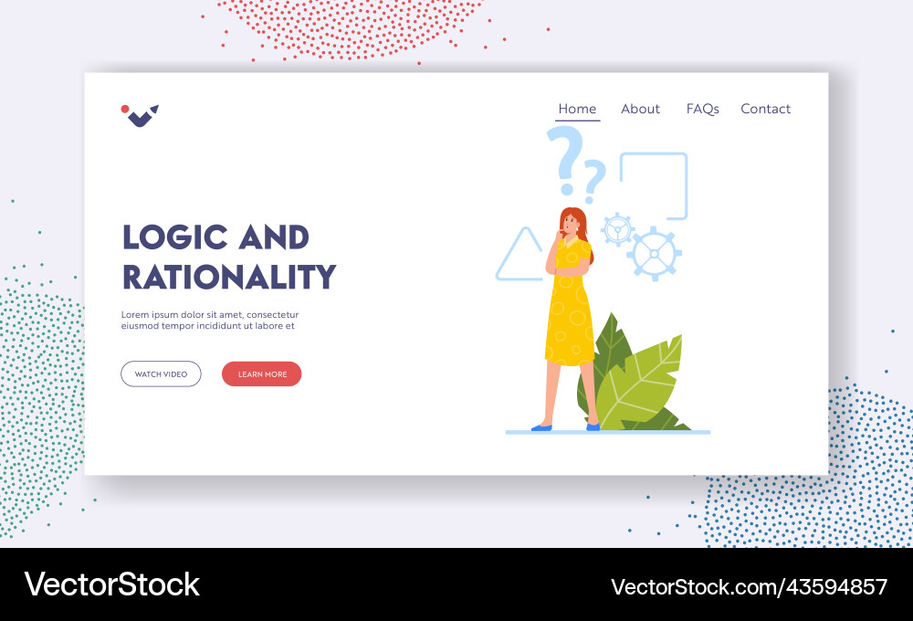 Logic and rationality landing page template Logic and rationality landing page template Vector Image