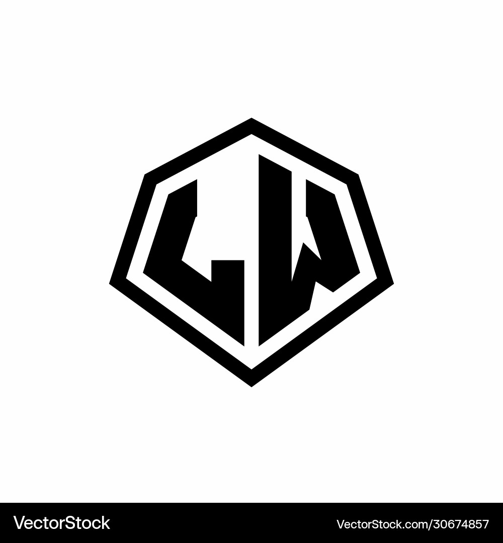 Lw monogram logo with hexagon shape and line Lw monogram logo with hexagon shape and line vector image