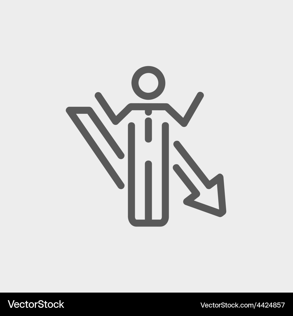 Man with arrow down thin line icon vector image