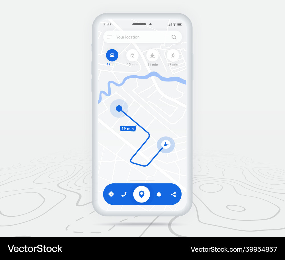 Map gps navigation ux ui concept smartphone Map gps navigation ux ui concept smartphone vector image