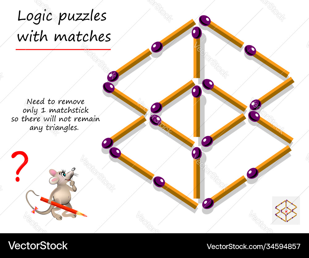 Matchstick Logic Puzzle - Remove One Stick Vector Image