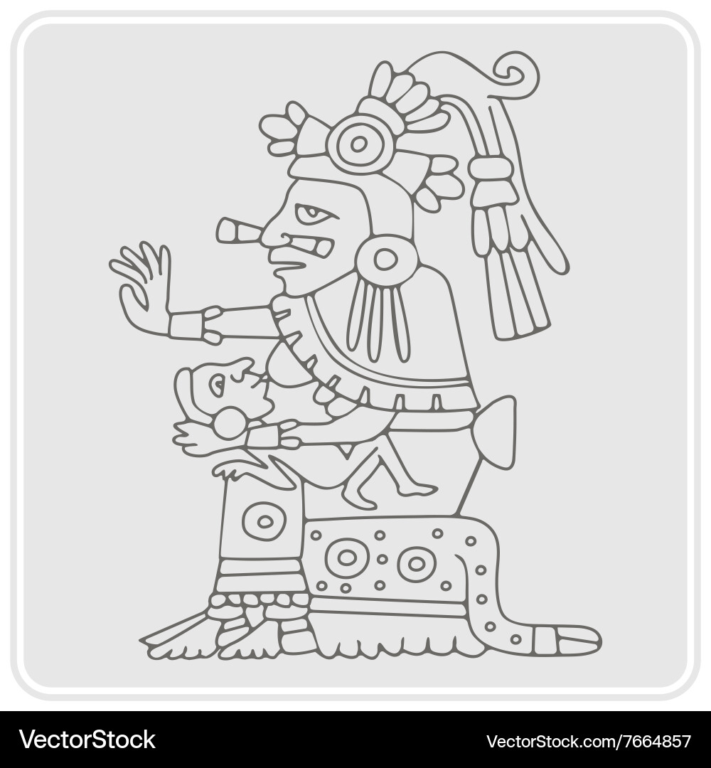 Monochrome icon with symbols from aztec codices vector image