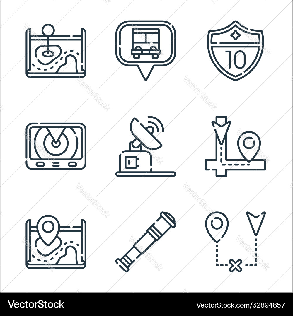 Navigation und Karten Liniensymbole lineare Set Qualität Navigation und Karten Liniensymbole lineare Set Qualität vektorbild