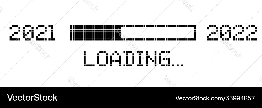 Pixelated progress bar showing loading 2022 Pixelated progress bar showing loading 2022 vector image