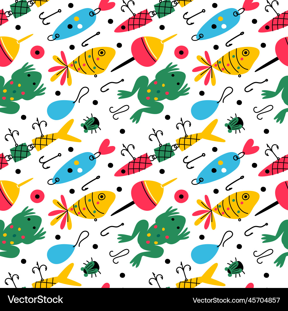 Seamless fishing bait pattern colorful different Vector Image