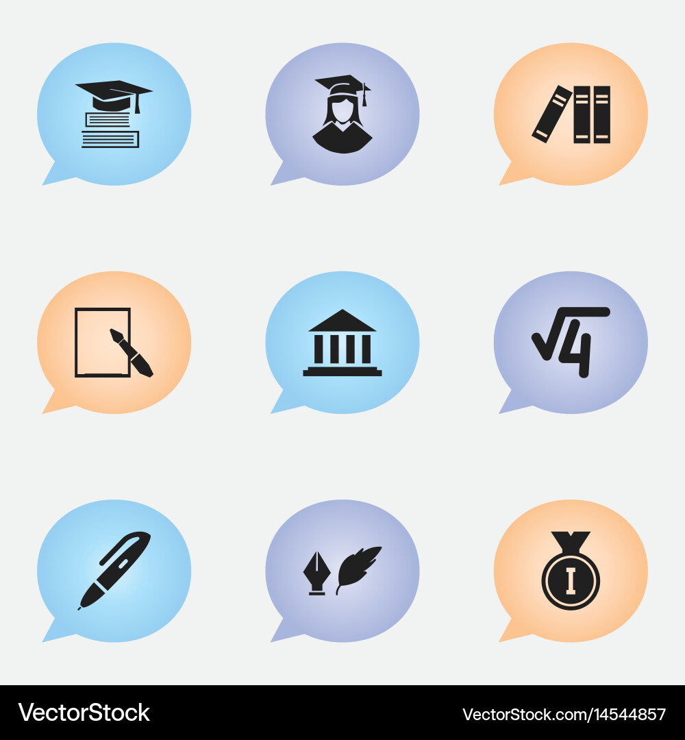 Set of 9 editable university icons includes vector image