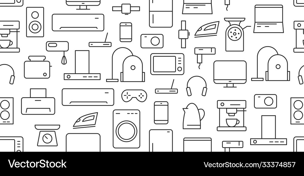Stock seamless pattern linear icons Stock seamless pattern linear icons vector image