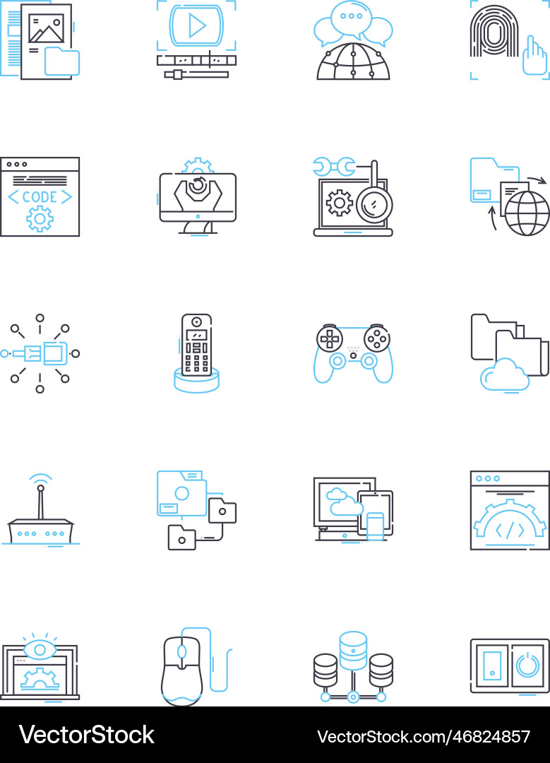 Virtual assistants linear icons set automation Virtual assistants linear icons set automation vector image
