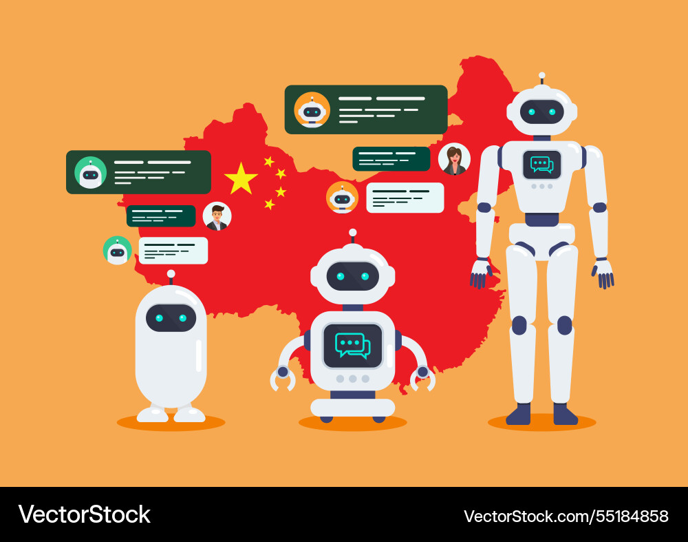 Android robots artificial intelligence chat bot Android robots artificial intelligence chat bot vector image