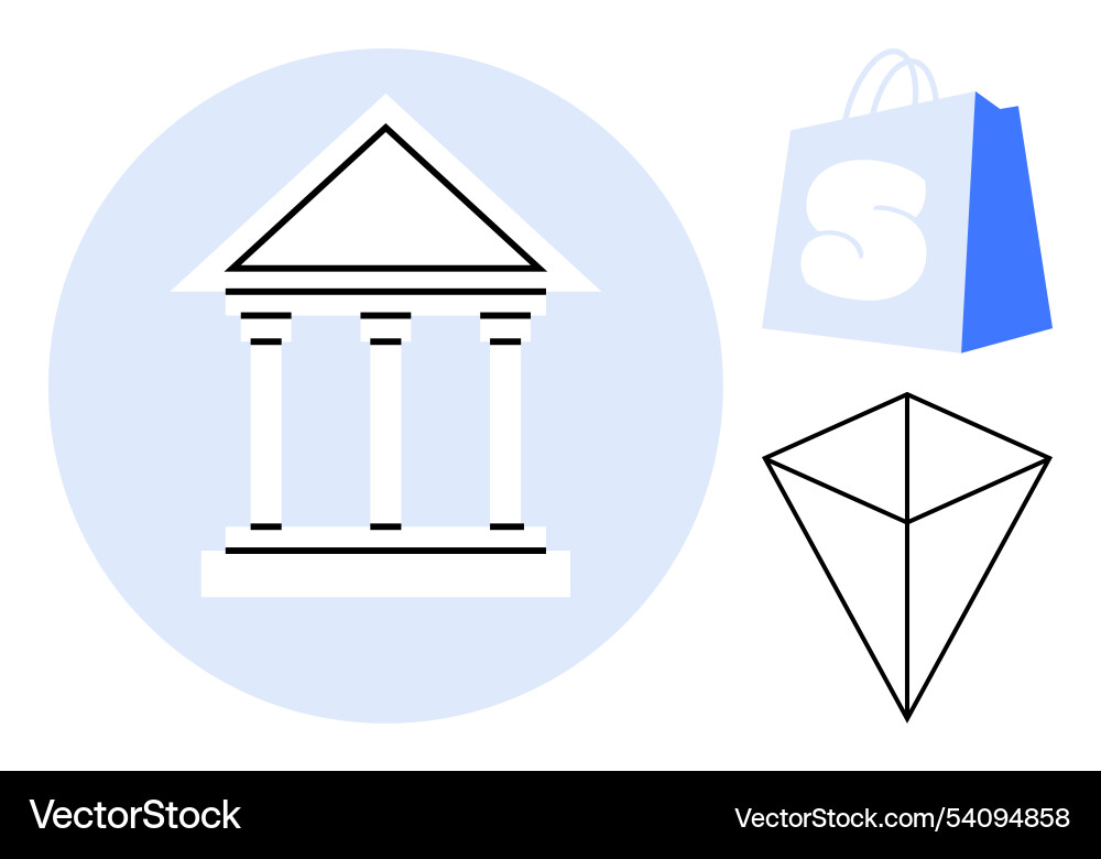 Architectural building with additional symbols Vector Image