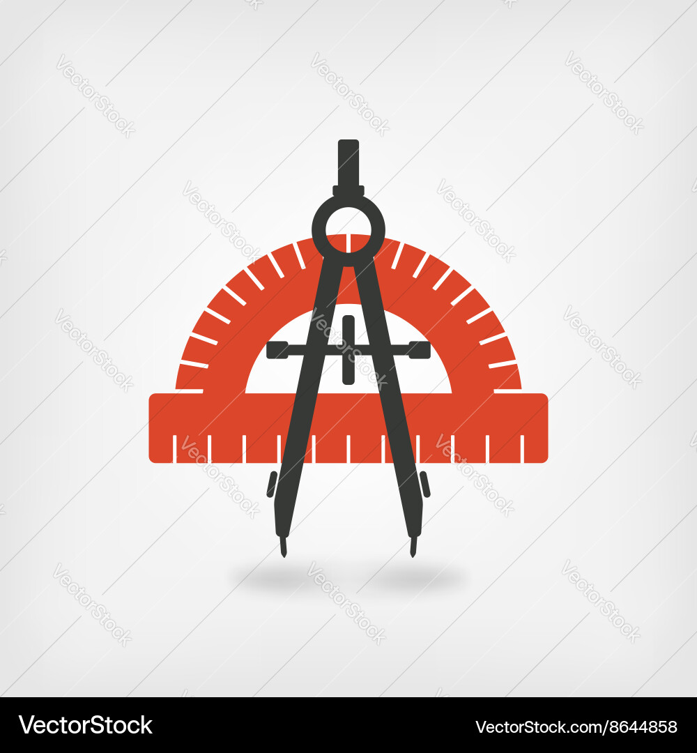 Compass and protractor symbol Royalty Free Vector Image