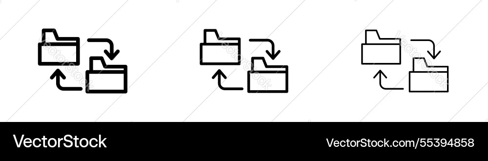 Data transfer icons in three different stroke Vector Image