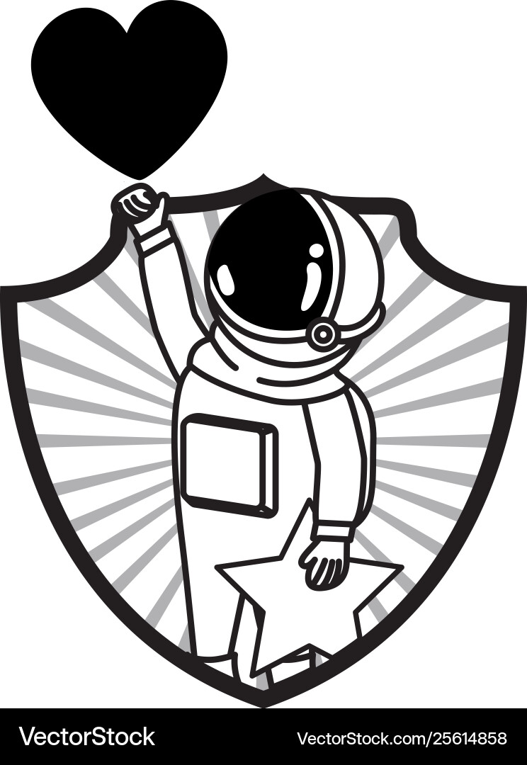 Frame with astronaut and heart in white background Frame with astronaut and heart in white background vector image