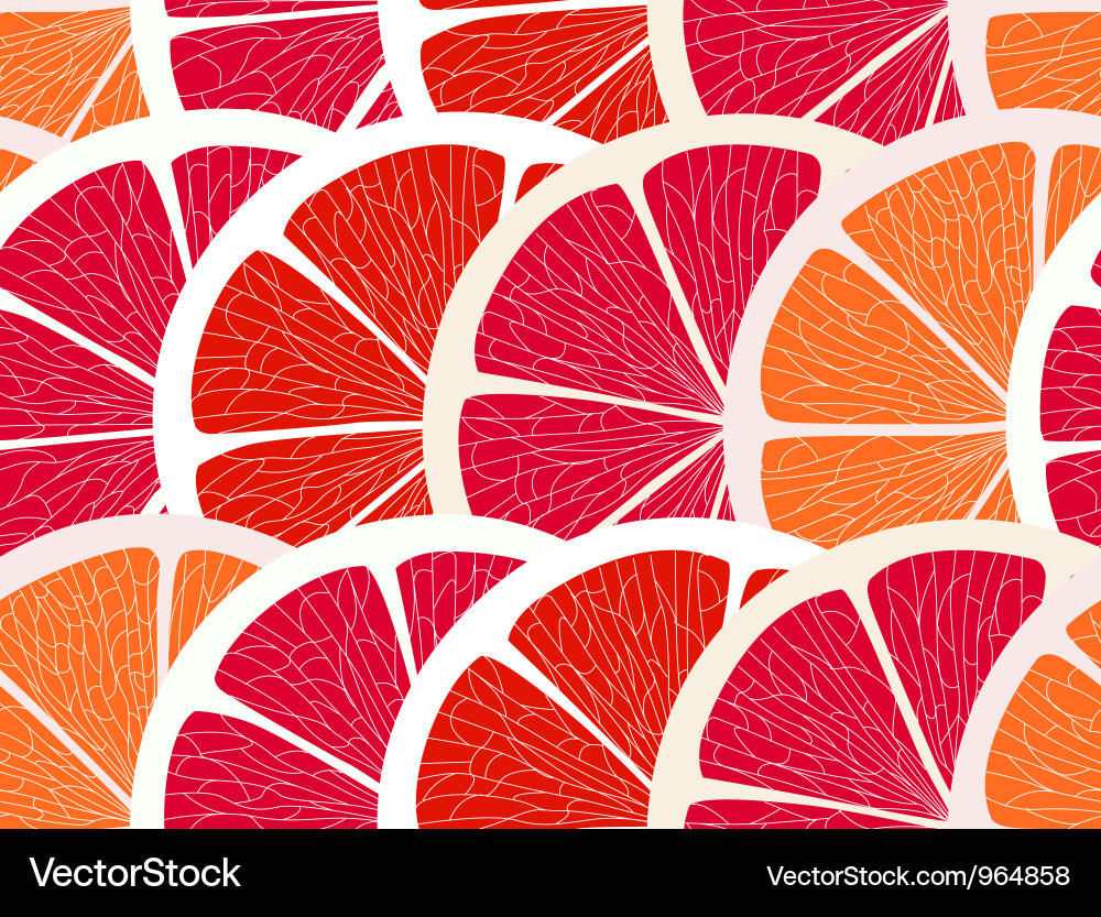 Grapefruit segments seamless background Vector Image