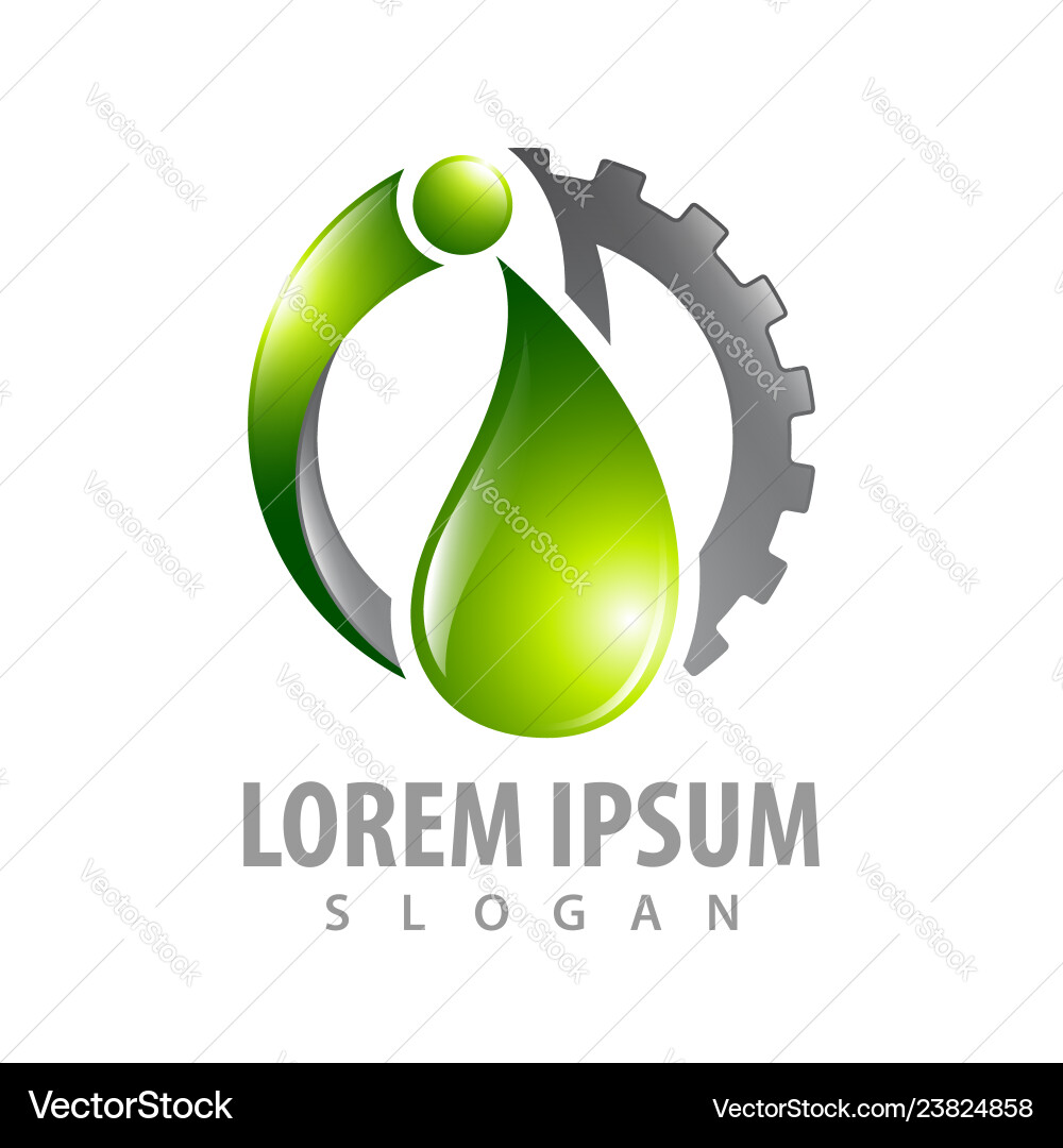 Green Waterdrop Gear Logo Vektorbild