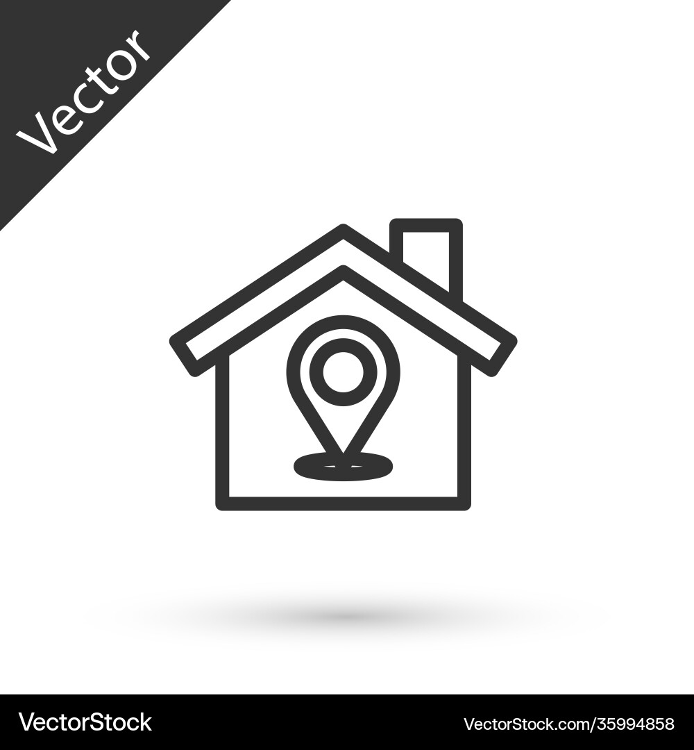 Grey line map pointer with house icon isolated Grey line map pointer with house icon isolated vector image