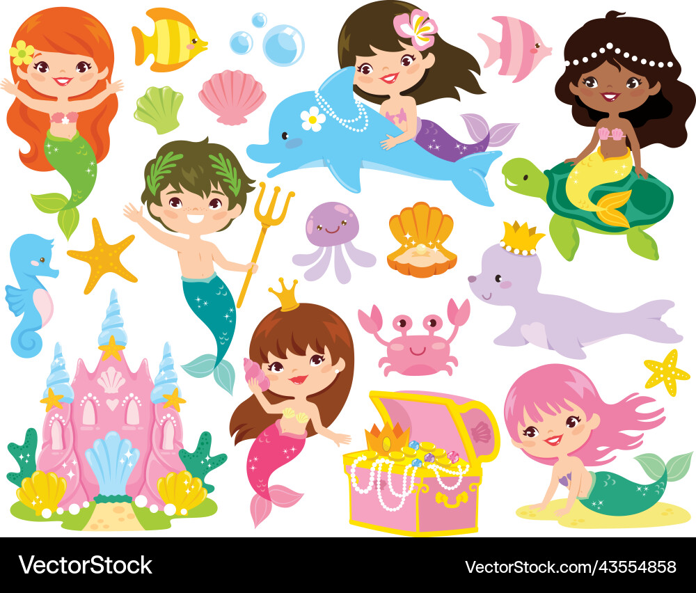 Mermaid Underwater Scene Vector Image