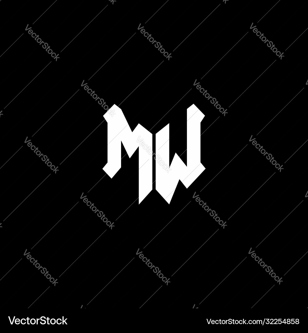 Mw logo monogram with shield shape design template vector image