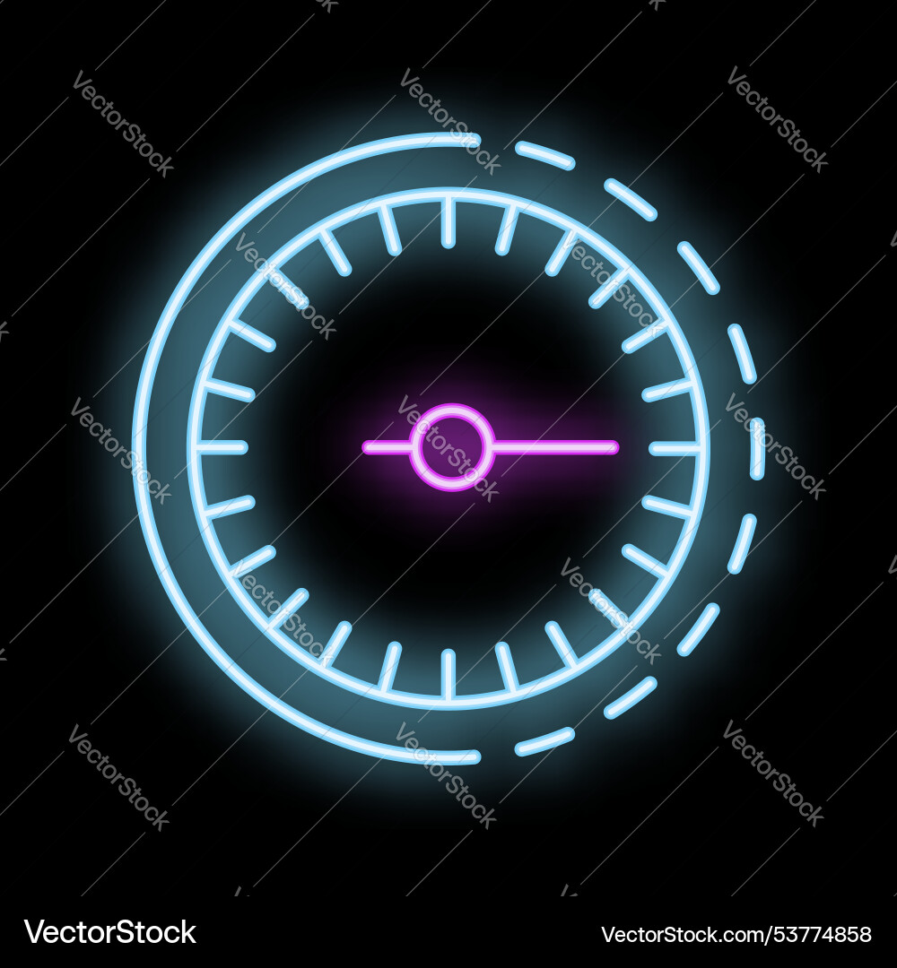 Neon-Ikone von Uhr oder Timer zeigt Zeit vorbei Neon-Ikone von Uhr oder Timer zeigt Zeit vorbei vektorbild