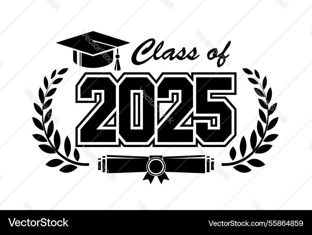 2025 Graduation Class - Laurel Wreath Vector Image