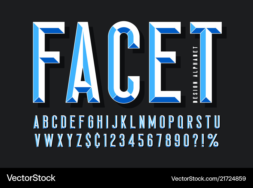 3D Faceted Alphabet Display Font vector image