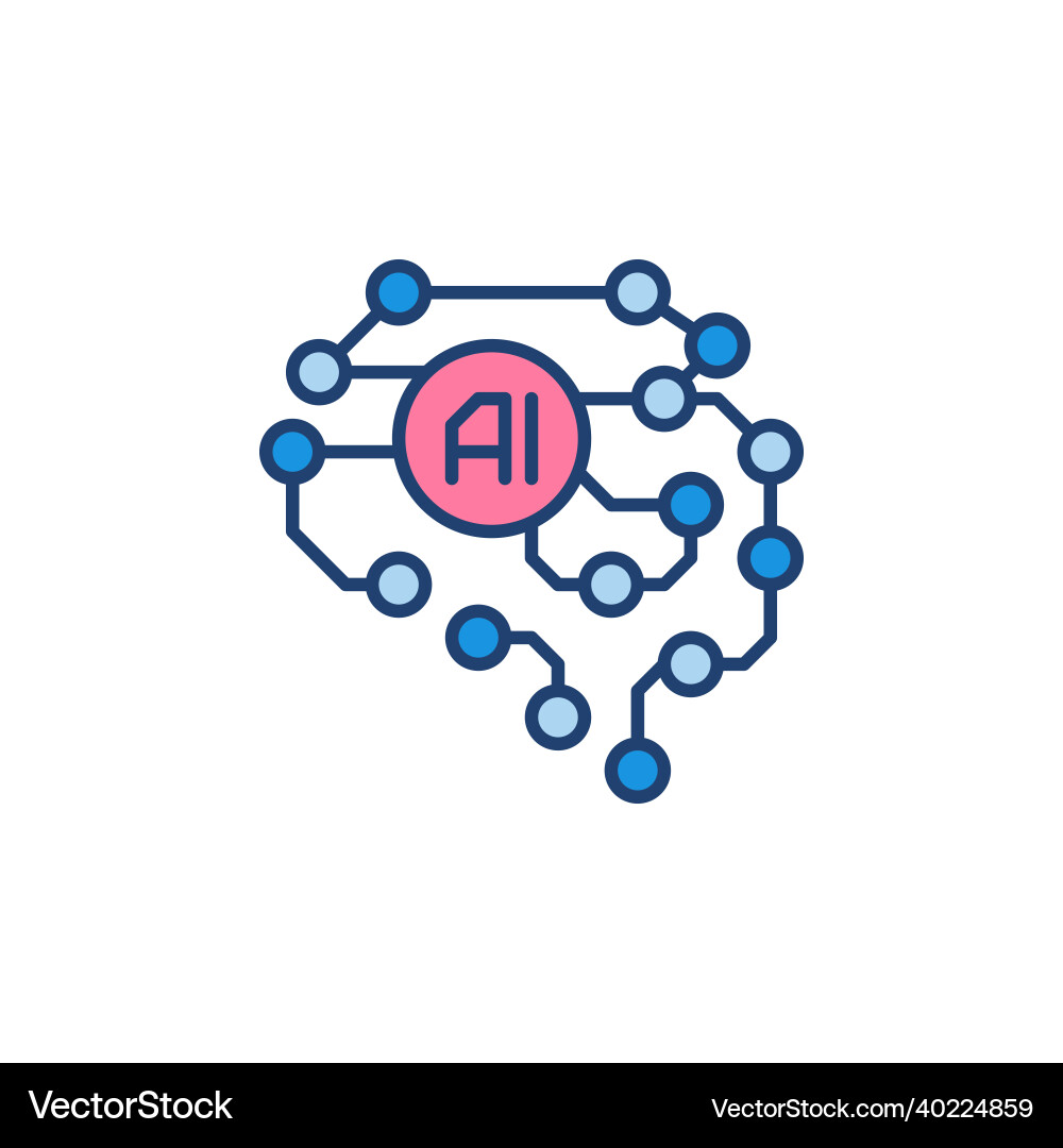 AI Brain Circuit Icon - Neural Network vector image